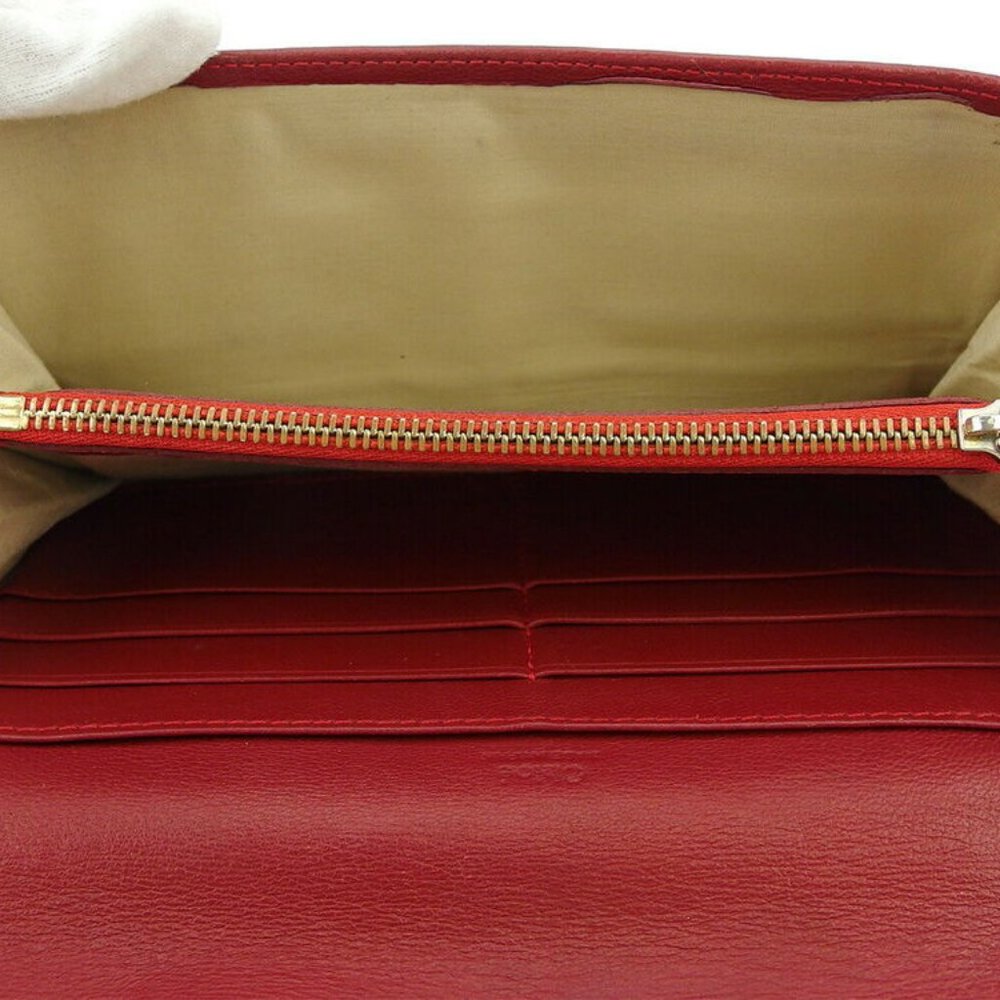 Auth Chloe Long Wallet Patchwork Bordeaux Pink Le… - image 2